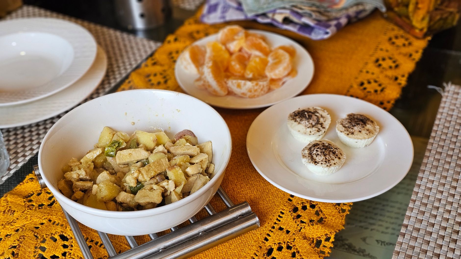 healthy post-run meal with protein and carbs, runner at kitchen table